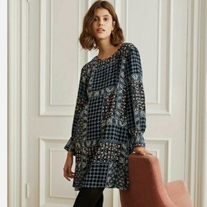 EUC LOFT Patchwork Long Sleeve Dress size XS